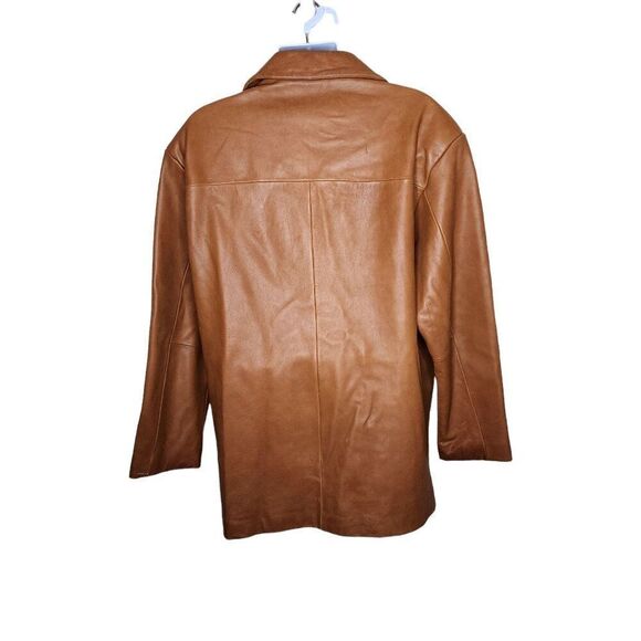 Vintage 90s Leather Button Front Driving Jacket Mens Size XL Brown - Picture 5 of 9
